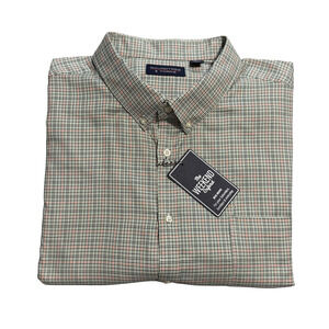 Roundtree & Yorke Oxford Dress Shirt Men's 4XB LS Big & Tall Green Red NWT